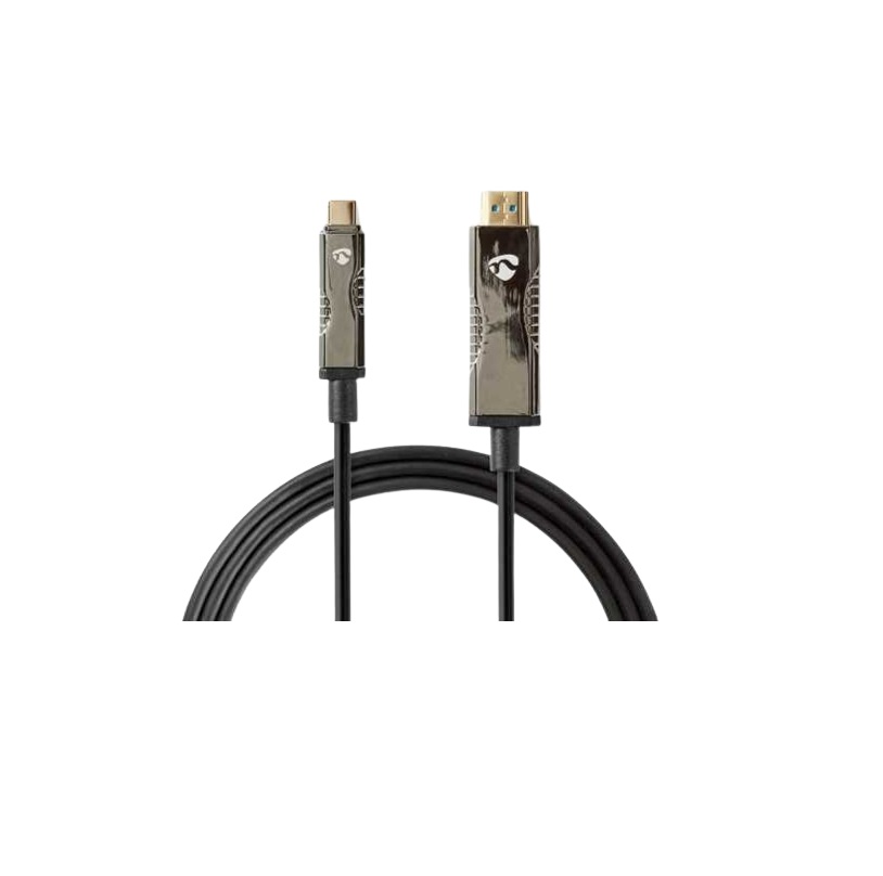 Cablu usb-c tata - hdmi tata activ optic (aoc), 4k60hz, 20 m, negru, nedis